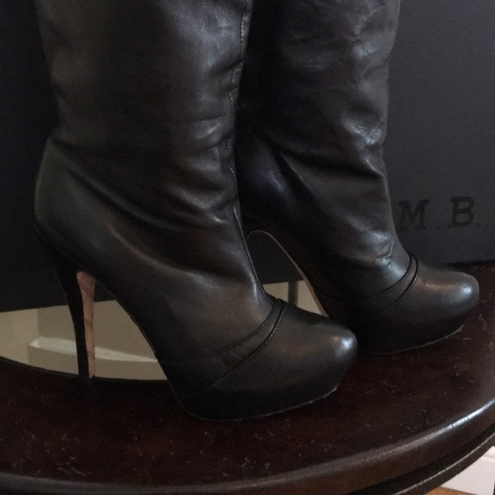 L.A.M.B. Black Leather Slouch Boots - Picture 2 of 7